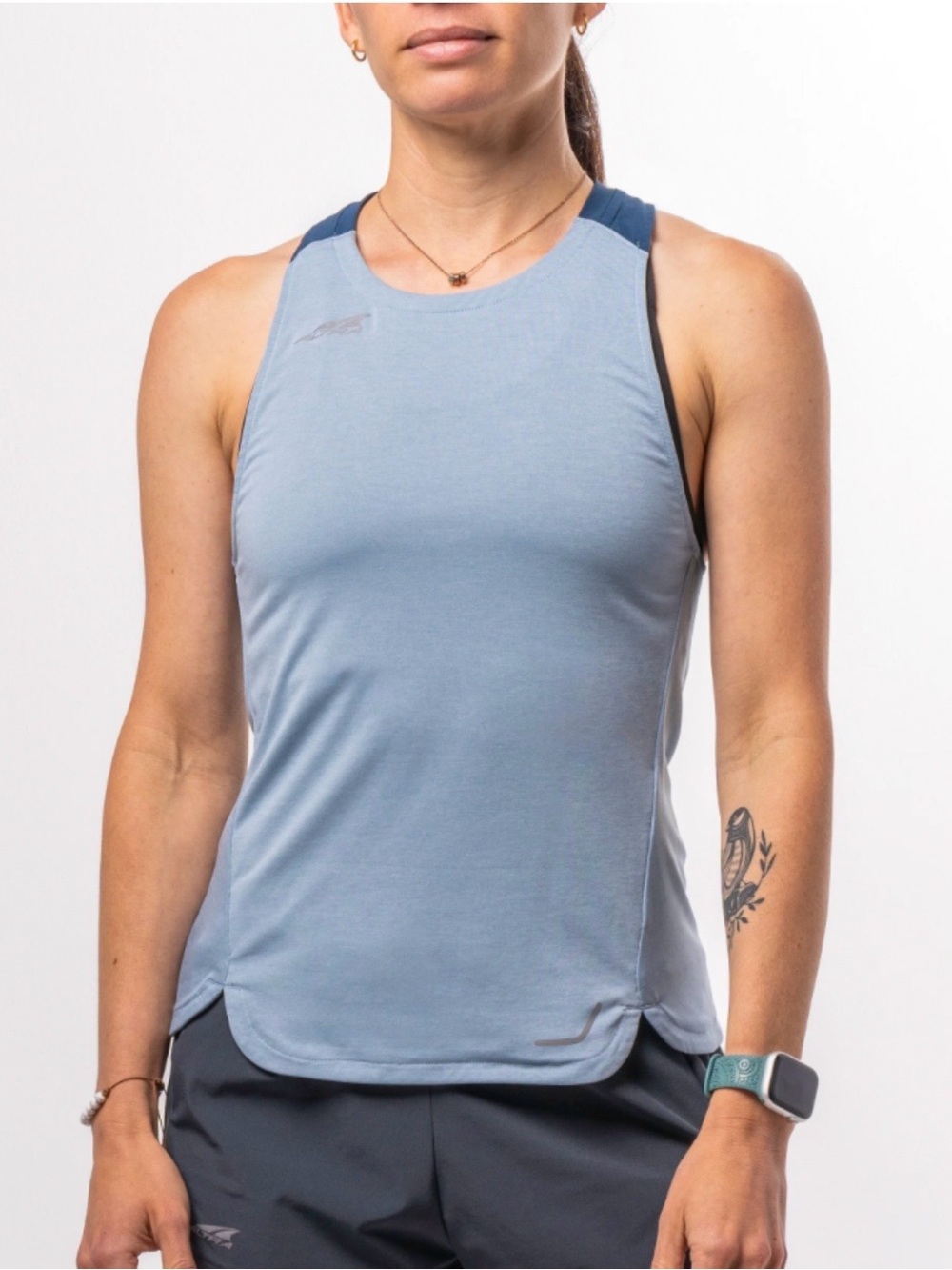 Altra Pale Blue Vanish Performance Tank with Navy Trim